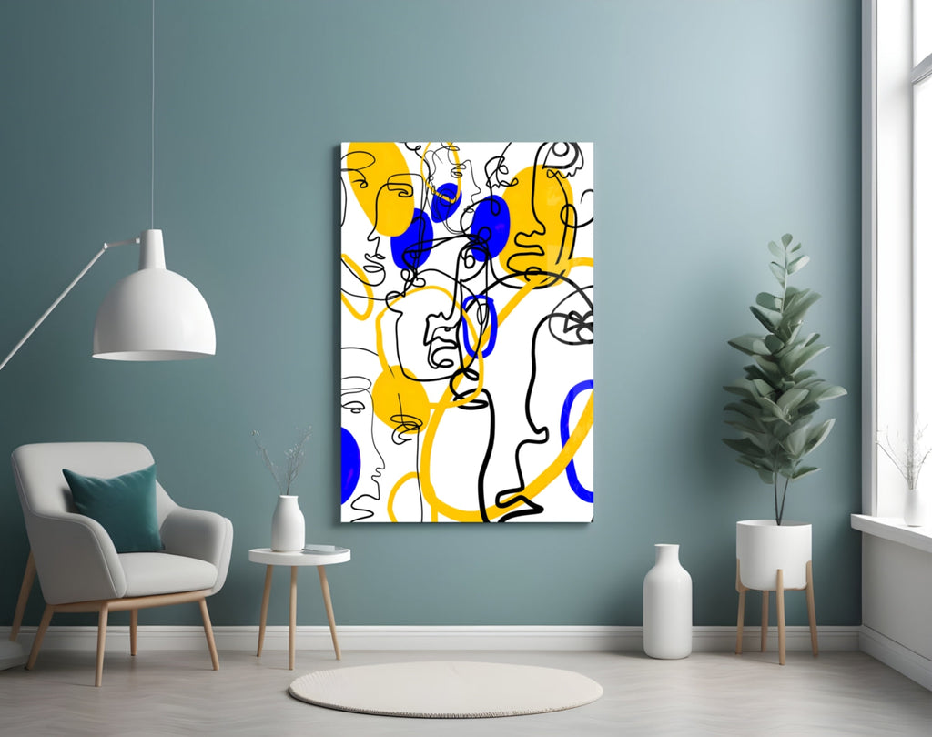 Abstract Faces Glass Wall Art