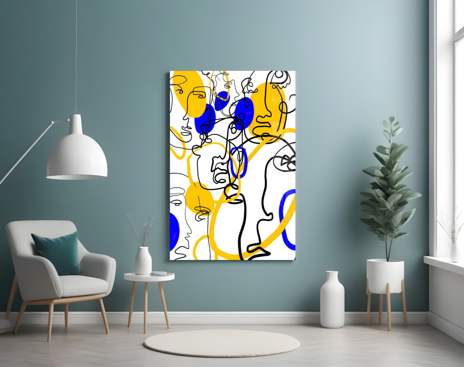 Abstract Faces Glass Wall Art