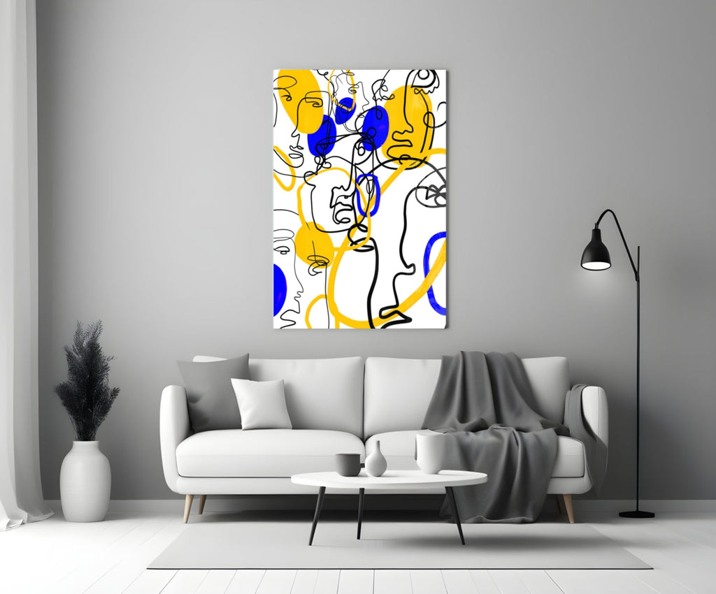 Abstract Faces Glass Wall Art