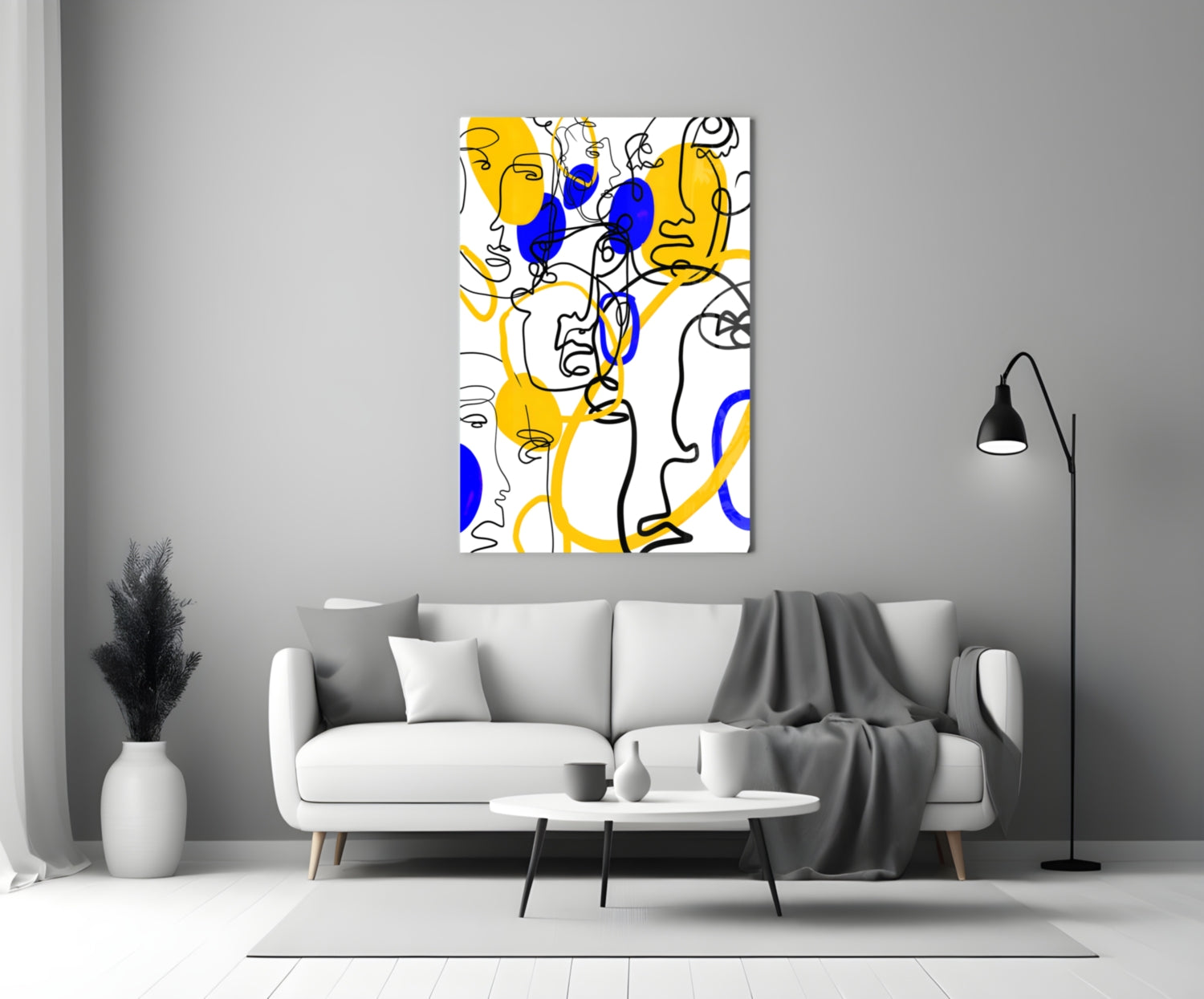 Abstract Faces Glass Wall Art