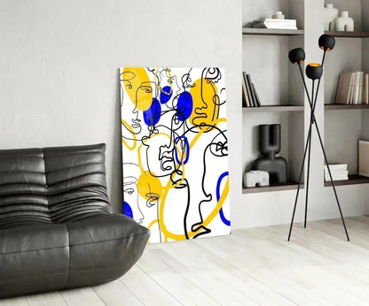 Abstract Faces Glass Wall Art - LUXARTDECO
