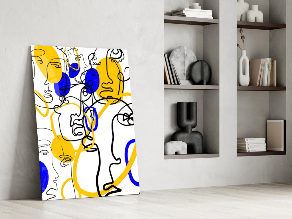 Abstract Faces Glass Wall Art