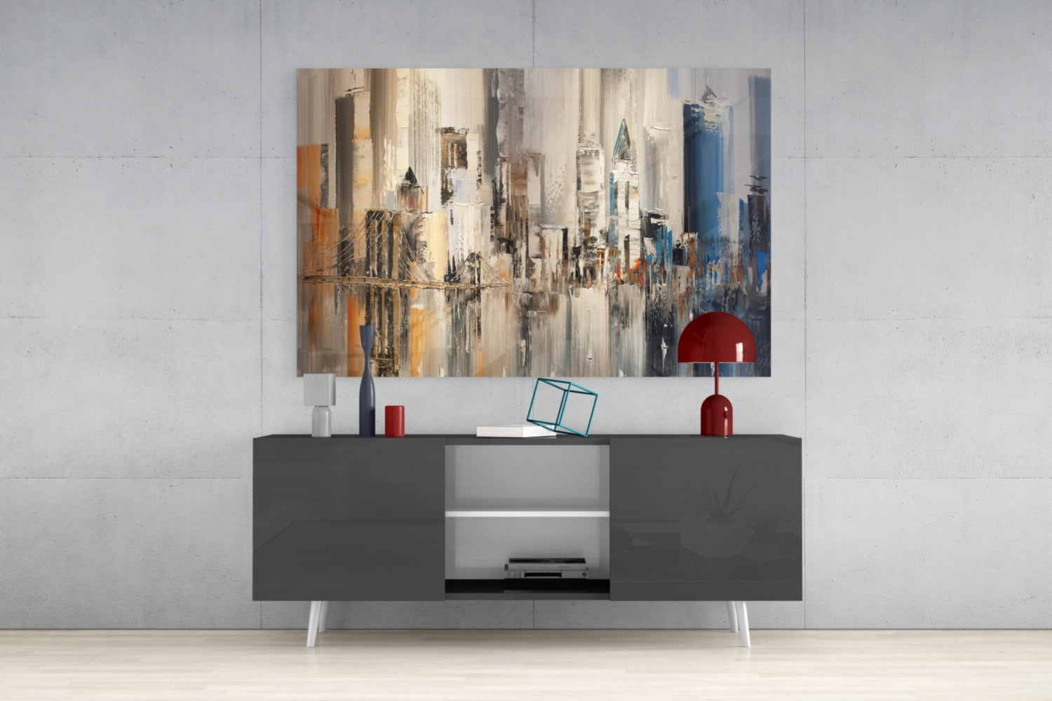 Abstract City Glass Wall Art