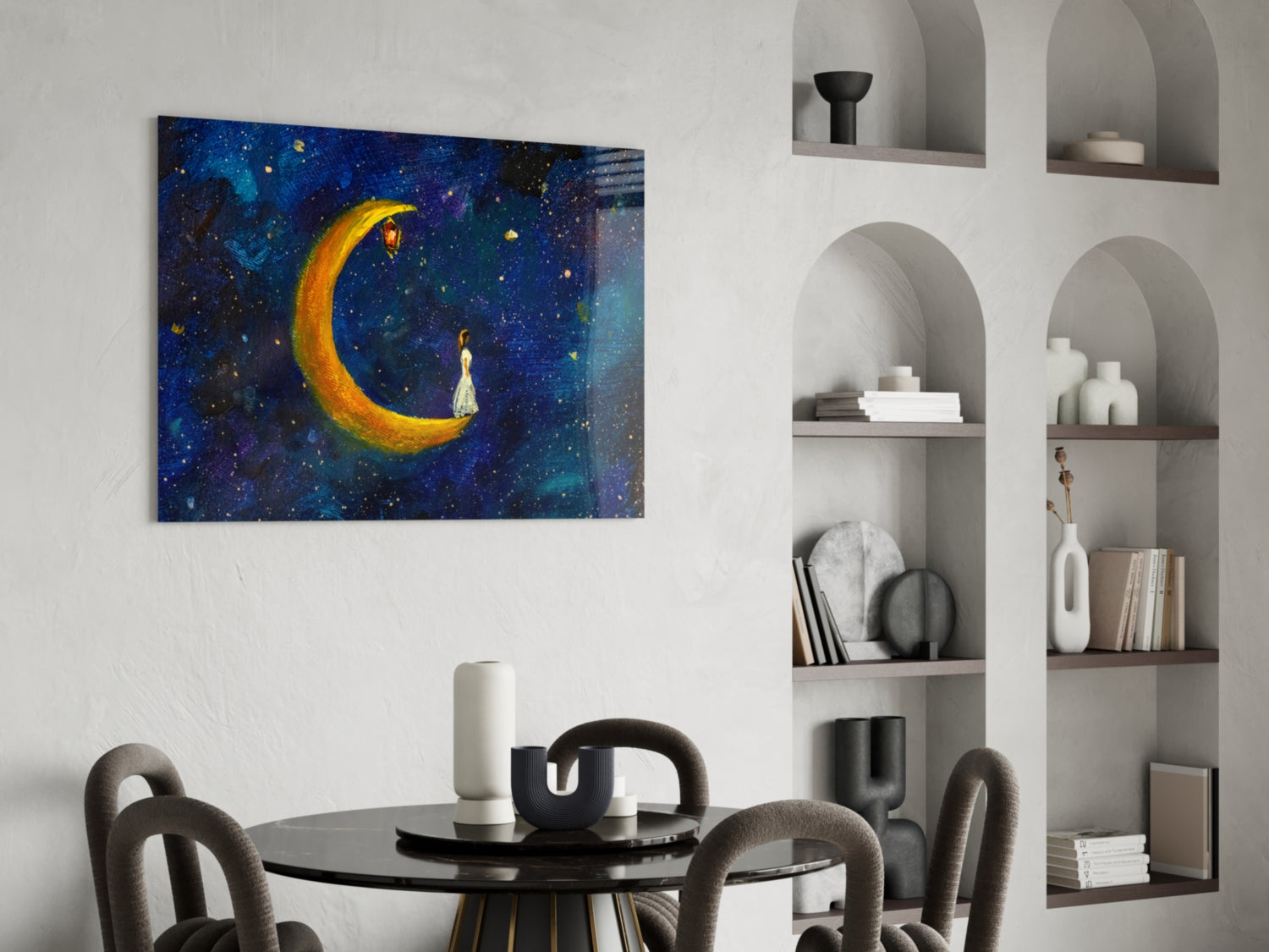 Moon House Glass Wall Art