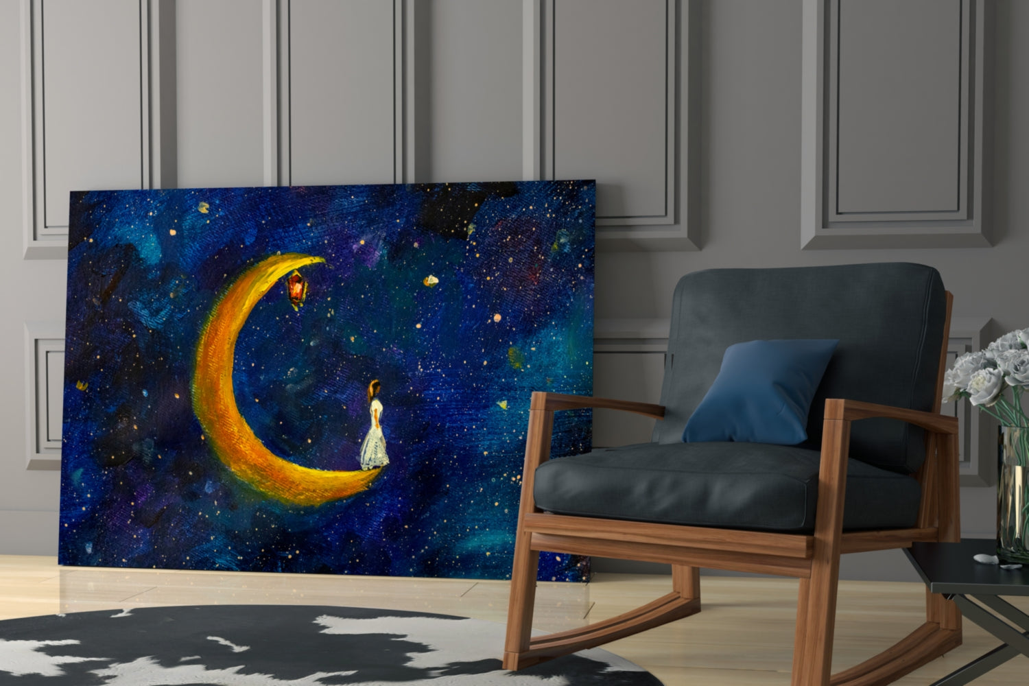 Moon House Glass Wall Art