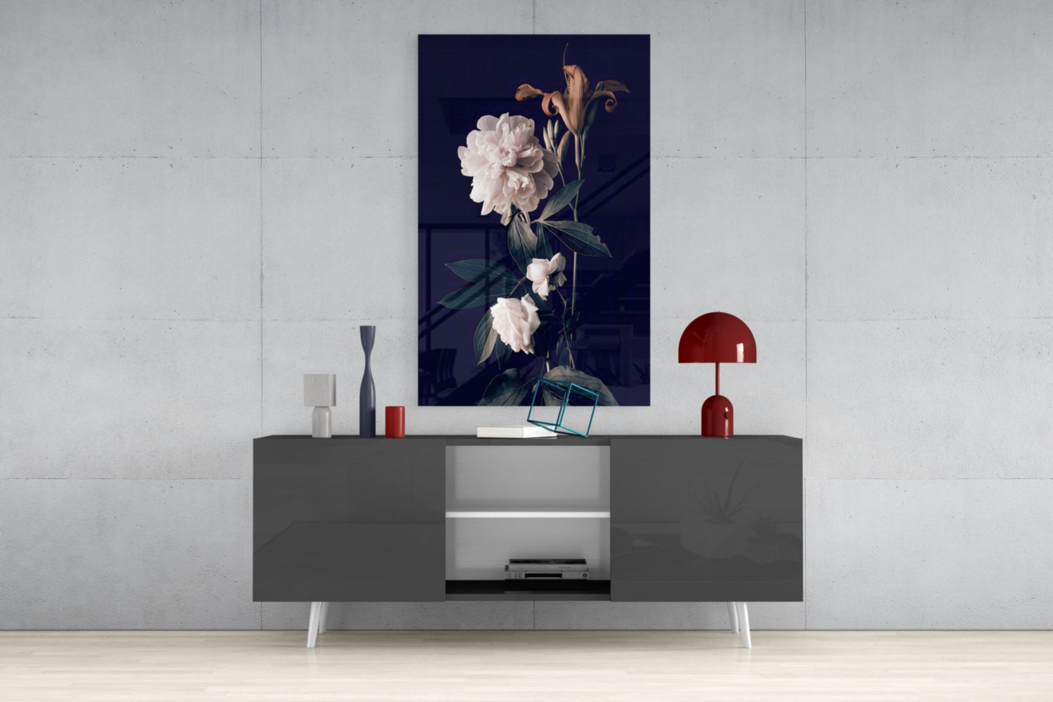 White Rose Glass Wall Art