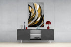 Golden Wings Glass Wall Art - LUXARTDECO