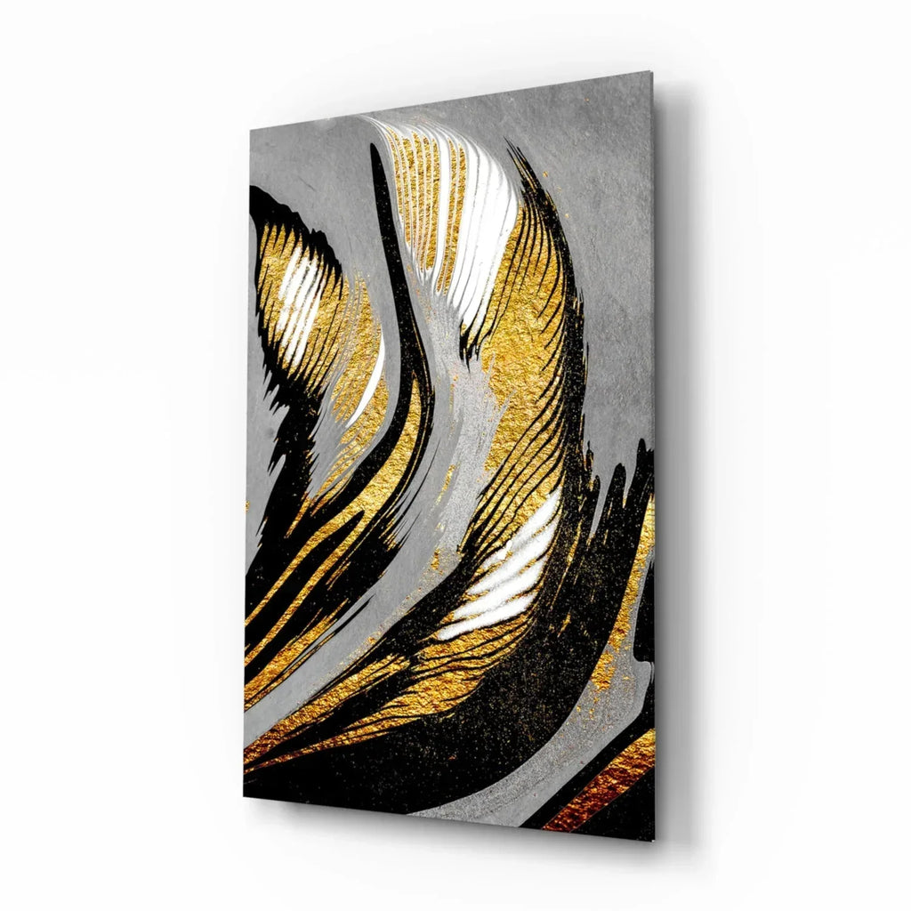 Golden Wings Glass Wall Art - LUXARTDECO