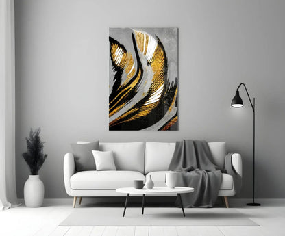 Golden Wings Glass Wall Art - LUXARTDECO