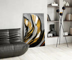 Golden Wings Glass Wall Art - LUXARTDECO