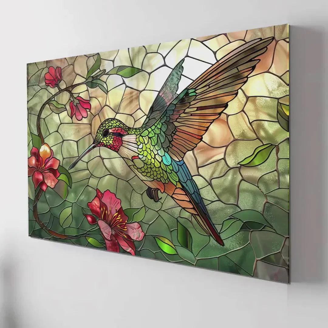 Hummingbird Glass Wall Art - LUXARTDECO