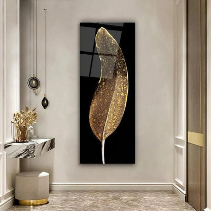 Gold Feather Glass Wall Art - LUXARTDECO