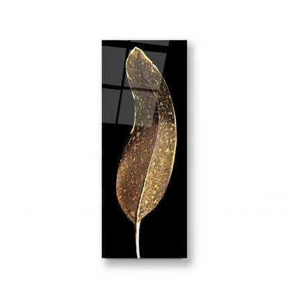 Gold Feather Glass Wall Art - LUXARTDECO