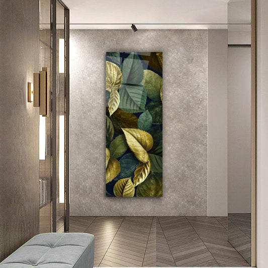 Art mural en verre avec feuilles