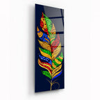 Colorful Feather Glass Wall Art - LUXARTDECO