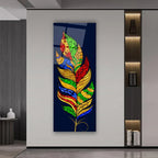 Colorful Feather Glass Wall Art - LUXARTDECO