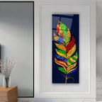 Colorful Feather Glass Wall Art - LUXARTDECO