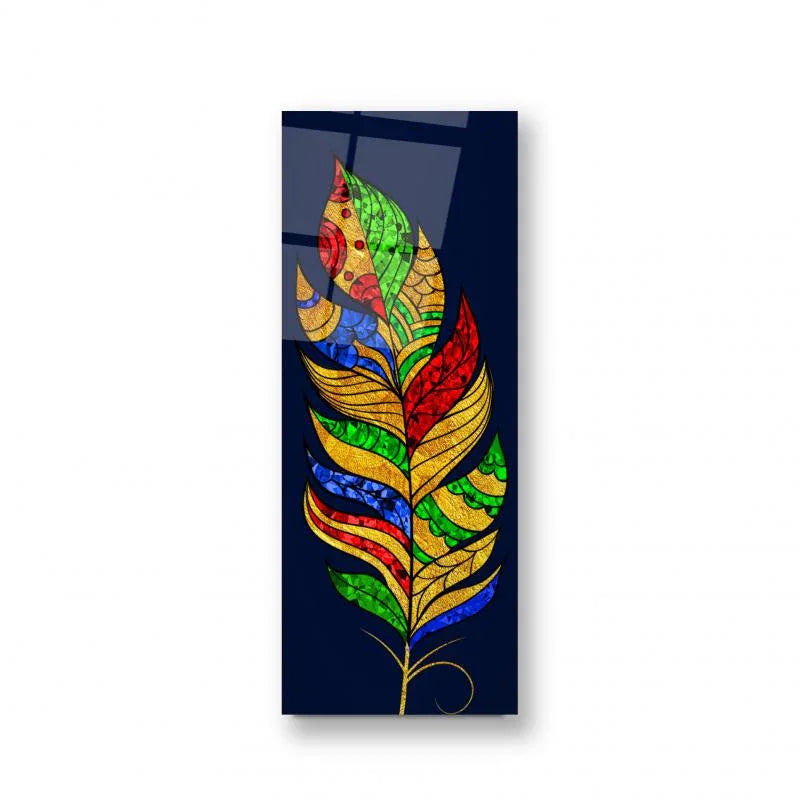 Colorful Feather Glass Wall Art - LUXARTDECO