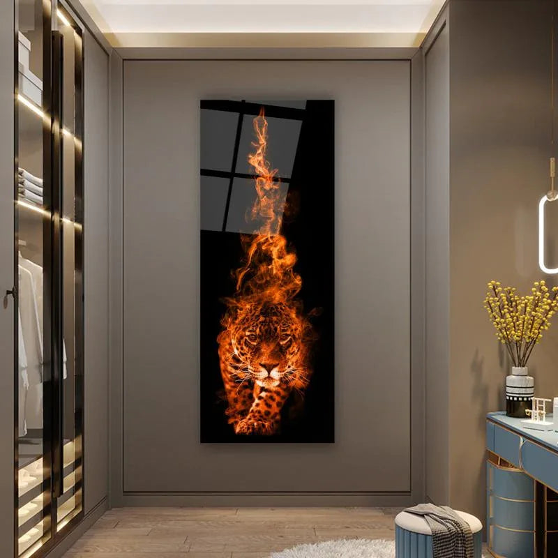Tiger Glass Wall Art - LUXARTDECO