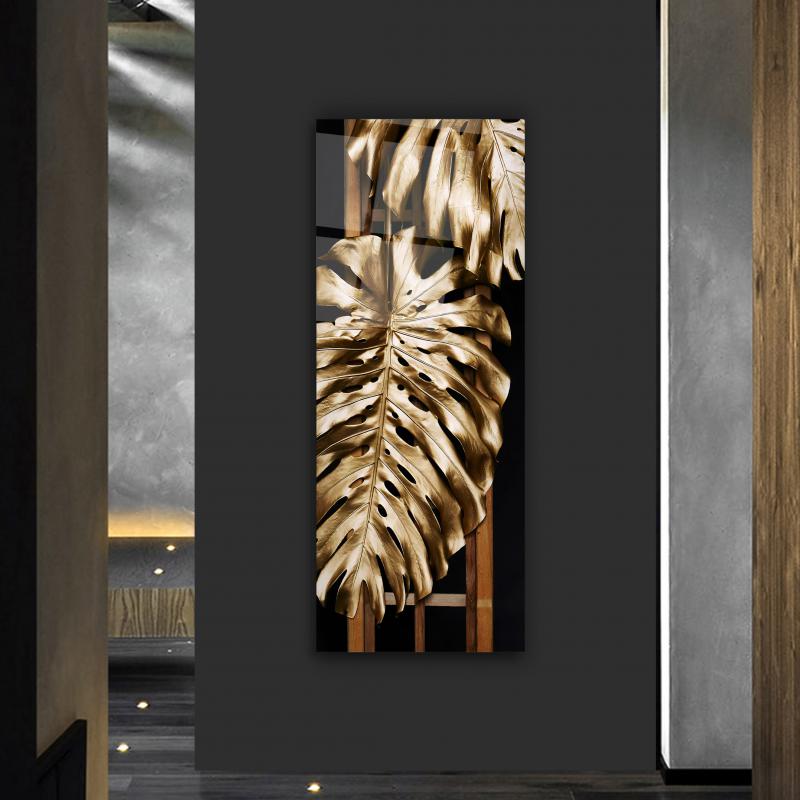 Gold Leaves Glass Wall Art