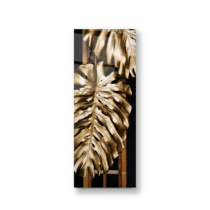 Gold Leaves Glass Wall Art - LUXARTDECO