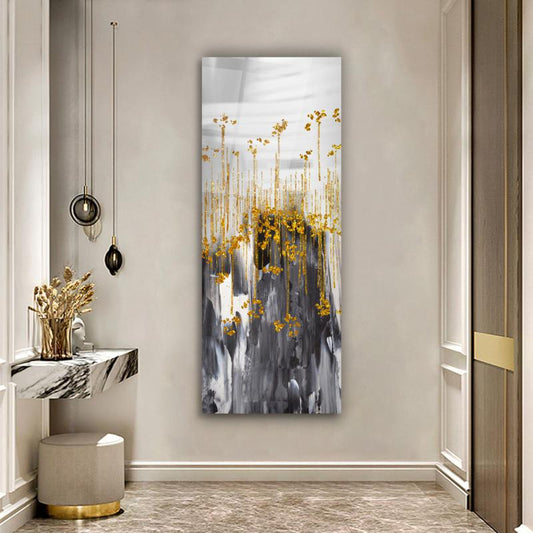 Golden Rain Glass Wall Art