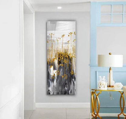 Golden Rain Glass Wall Art - LUXARTDECO