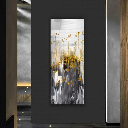 Golden Rain Glass Wall Art - LUXARTDECO