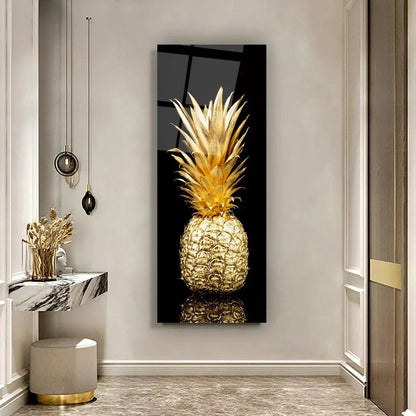 Gold Ananas Glass Wall Art - LUXARTDECO