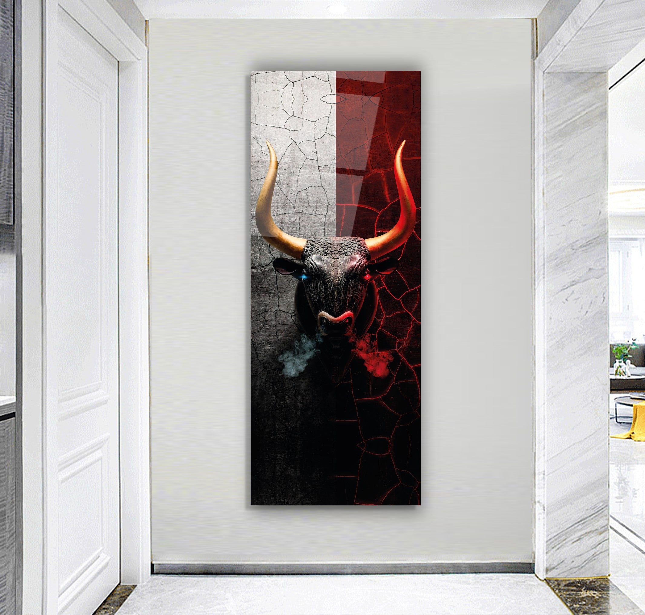 Bull Glass Wall Art