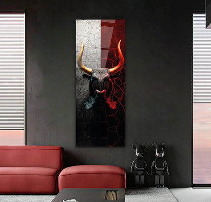 Bull Glass Wall Art - LUXARTDECO