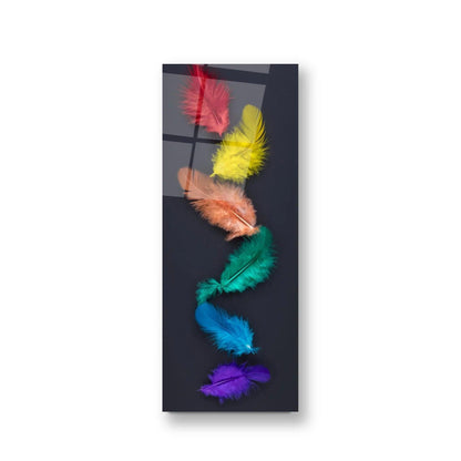 Colorful Feathers Glass Wall Art - LUXARTDECO