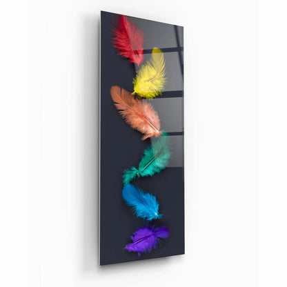 Colorful Feathers Glass Wall Art - LUXARTDECO