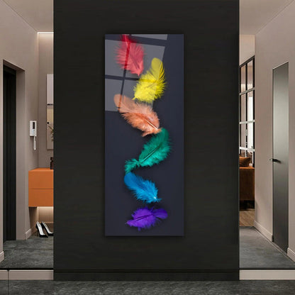 Colorful Feathers Glass Wall Art - LUXARTDECO