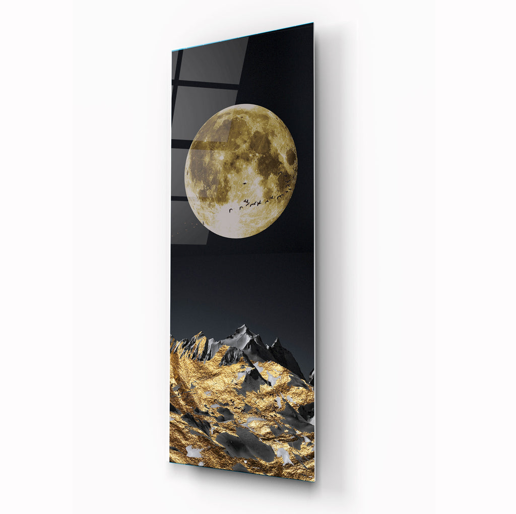 Golden Moon Glass Wall Art