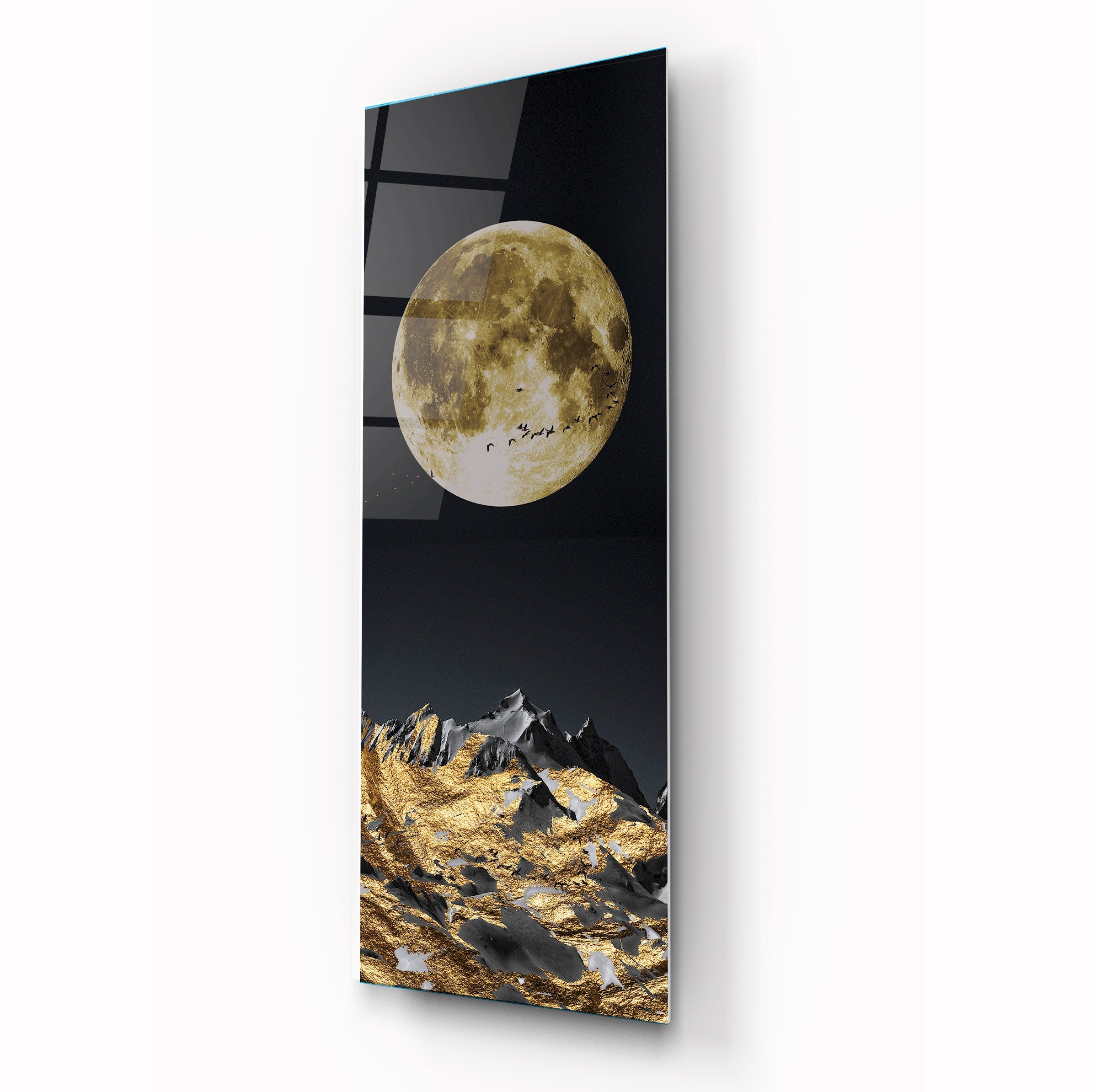 Golden Moon Glass Wall Art