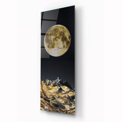 Golden Moon Panoramic Glass Wall Art - LUXARTDECO