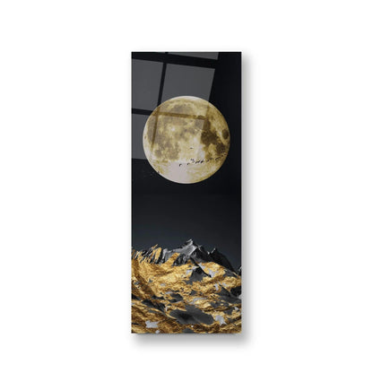 Golden Moon Panoramic Glass Wall Art - LUXARTDECO