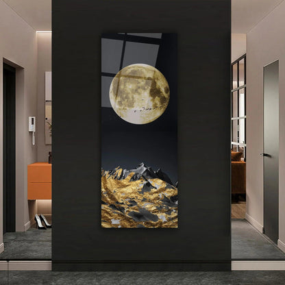 Golden Moon Panoramic Glass Wall Art - LUXARTDECO