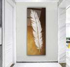 Gold Feather Glass Wall Art