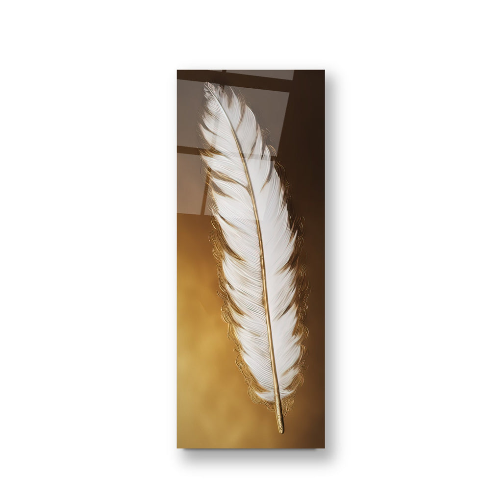 Gold Feather Glass Wall Art