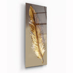 Gold Feather Glass Wall Art