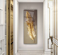 Gold Feather Glass Wall Art