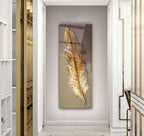 Gold Feather Glass Wall Art