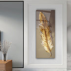 Gold Feather Glass Wall Art
