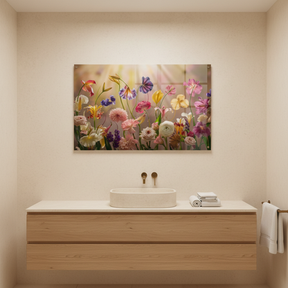 Quadro floreale in un bagno spa di lusso