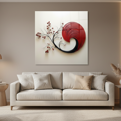 Spirale Rossa Quadro in Vetro Temperato