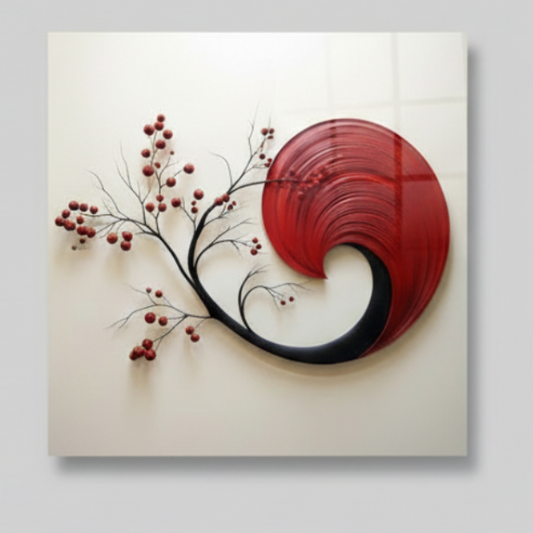 Spirale Rossa Quadro in Vetro Temperato