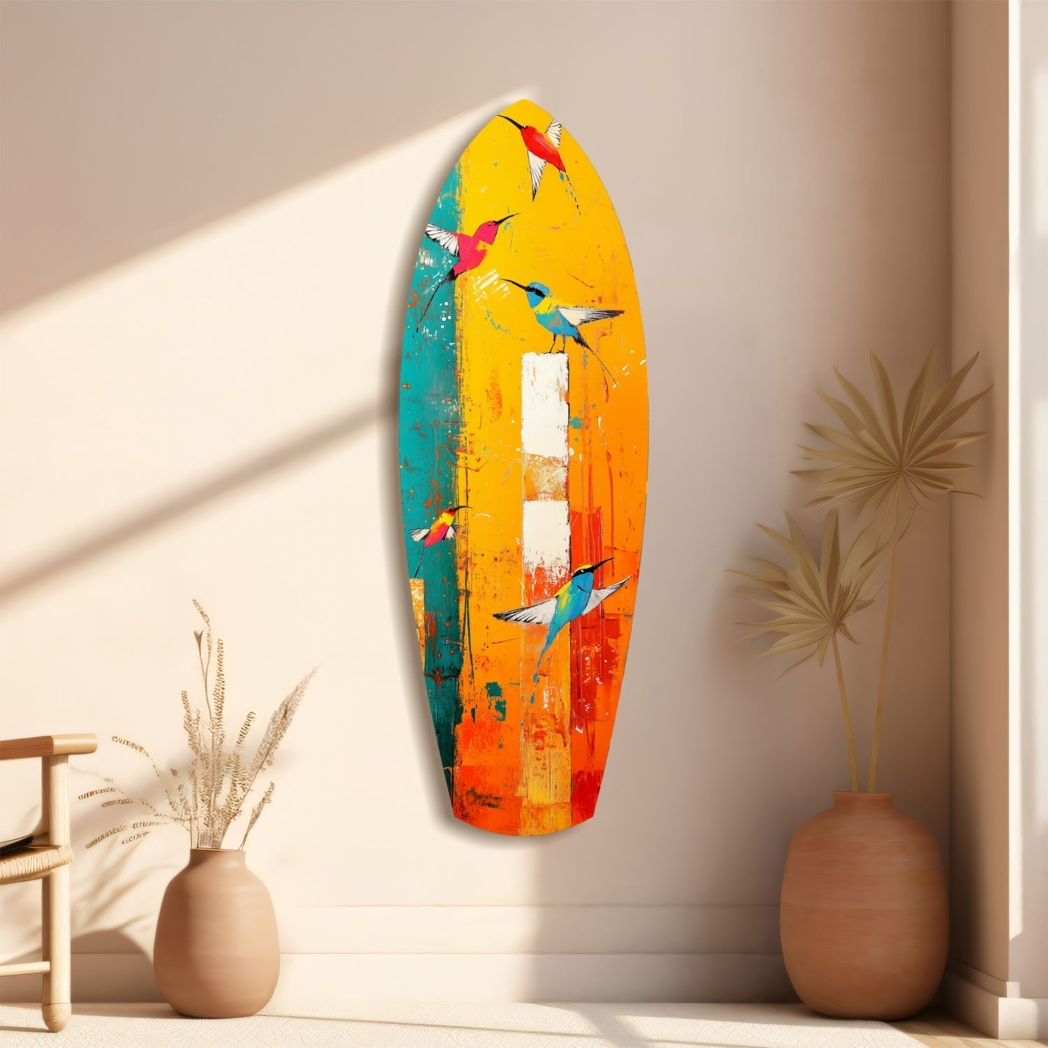 Birds in Colors Glass Wall Art