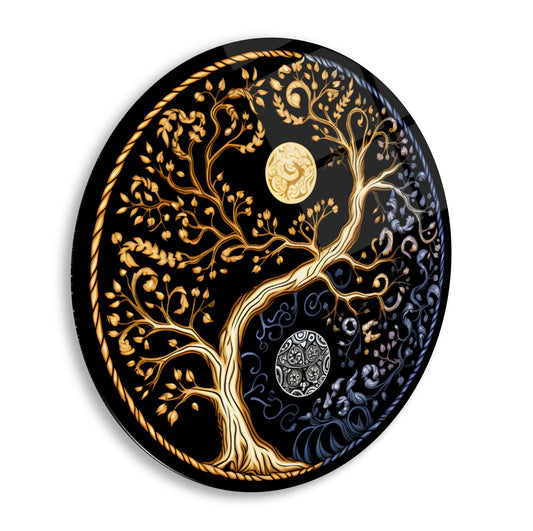 Yin and Yang Glass Wall Art